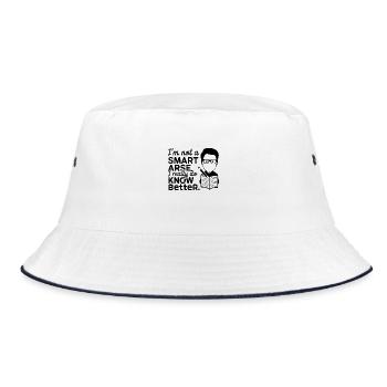 I'm not a smartass, I really know better - Bucket Hat - white/navy - Front