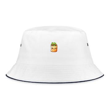 Smiling vegetable wrap in cartoon style - Bucket Hat - white/navy - Front