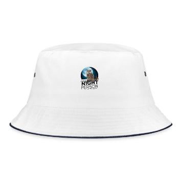 Ich bin ein Nachtmensch. - Bucket Hat - Weiß/Navy - Vorne