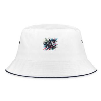 New York City, NYC, United States of America - Bucket Hat - white/navy - Front