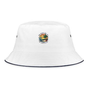 Sun, beach and sea - my elixir of life - Bucket Hat - white/navy - Front