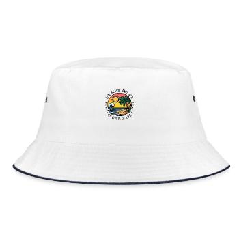 Sun, beach and sea - my elixir of life - Bucket Hat - white/navy - Front
