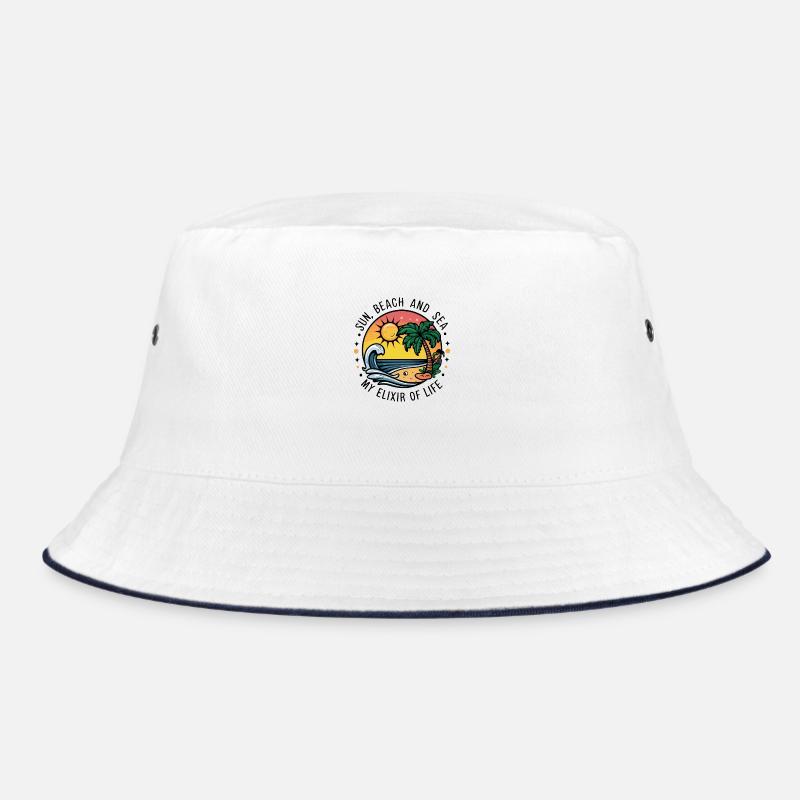 Sun, beach and sea - my elixir of life Bucket Hat