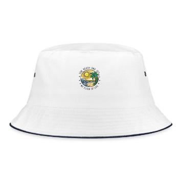 Sun, beach and sea - my elixir of life - Bucket Hat - white/navy - Front