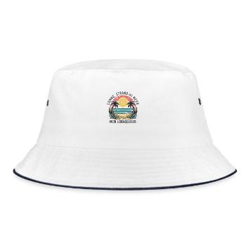 Sun, beach and sea - my elixir of life - Bucket Hat - white/navy - Front