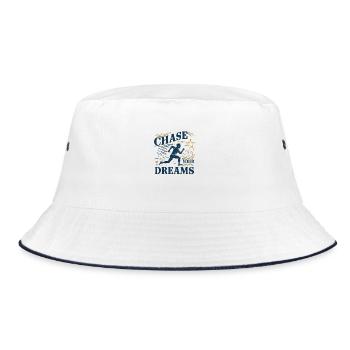 Verfolge deine Träume - Bucket Hat - Weiß/Navy - Vorne