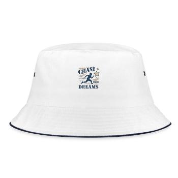 Verfolge deine Träume - Bucket Hat - Weiß/Navy - Vorne