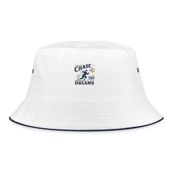 Verfolge deine Träume - Bucket Hat - Weiß/Navy - Vorne