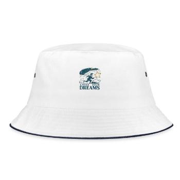 Verfolge deine Träume - Bucket Hat - Weiß/Navy - Vorne