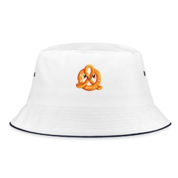 Lustige Brezel Cartoon - Bucket Hat - Weiß/Navy - Vorne