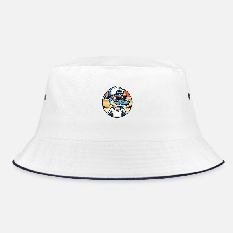 Crocodile with Basecap and Sunglasses - Krokodil Bucket Hat