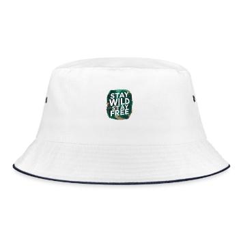 Bleib wild, bleib frei - Bucket Hat - Weiß/Navy - Vorne