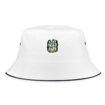 Bleib wild, bleib frei - Bucket Hat - Weiß/Navy - Vorne