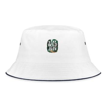 Bleib wild, bleib frei - Bucket Hat - Weiß/Navy - Vorne