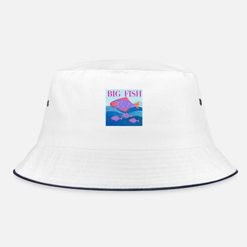 Big Fish Design - Bucket Hat - Weiß/Navy