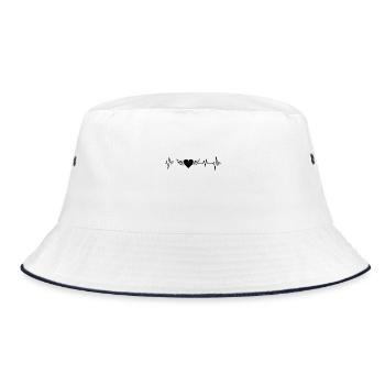 Herzschlag-Flügel - Bucket Hat - Weiß/Navy - Vorne