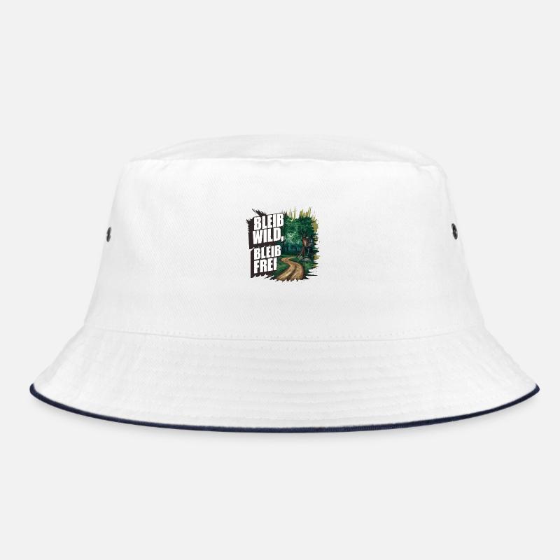 Bleib wild, bleib frei - Bucket Hat - Weiß/Navy