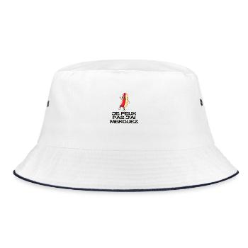 "T-Shirt "I can't I have merguez" - Bucket Hat - Weiß/Navy - Vorne