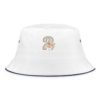 2nd Birthday Fox Flowers - Bucket Hat - white/navy - Front