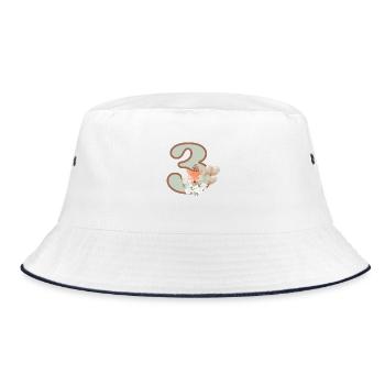 3rd Birthday Fox Flowers - Bucket Hat - white/navy - Front