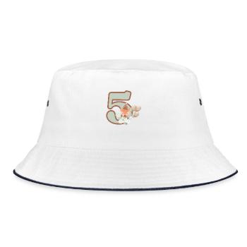 5th Birthday Fox Flowers - Bucket Hat - white/navy - Front