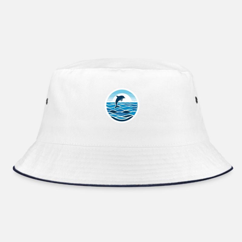 Ocean Dolphin Dance - Bucket Hat - white/navy