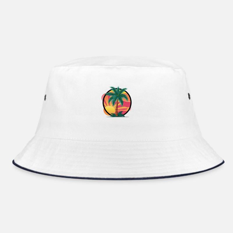 Tropical palm tree at sunset – holiday motif Bucket Hat