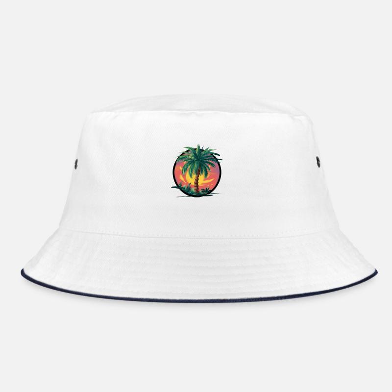 Tropical palm tree at sunset – holiday motif Bucket Hat