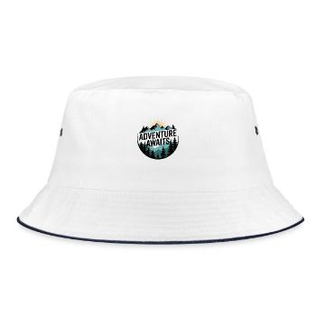 Adventure Awaits – Mountain Panorama - Bucket Hat - white/navy - Front