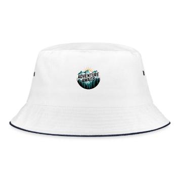 Adventure Awaits – Mountain Panorama - Bucket Hat - white/navy - Front
