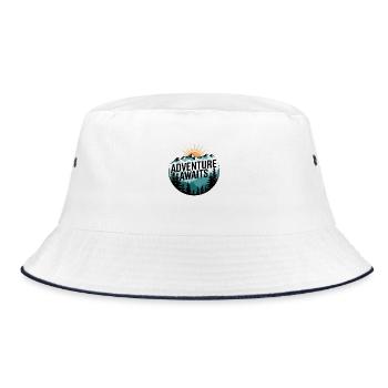 Adventure Awaits – Mountain Panorama - Bucket Hat - white/navy - Front