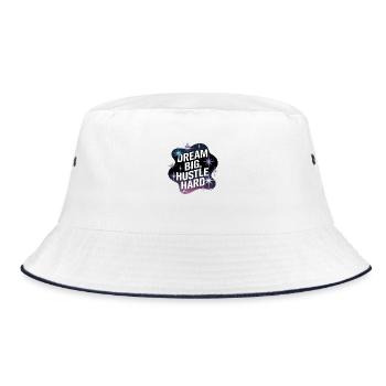 Dream Big, Hustle Hard – Nachthimmel - Bucket Hat - Weiß/Navy - Vorne