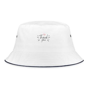 thank you Schriftzug - Bucket Hat - Weiß/Navy - Vorne
