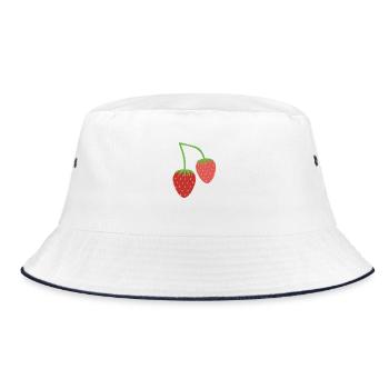 Erdbeeren - Bucket Hat - Weiß/Navy - Vorne