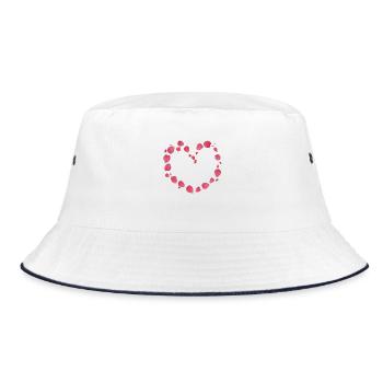 A heart made of real pink rose petals - Bucket Hat - white/navy - Front