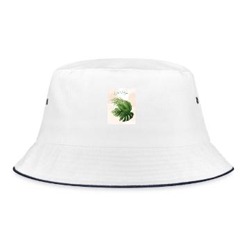 I'd Never Leaf You - Minimalist Greenery Design - Bucket Hat - white/navy - Front