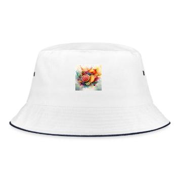 Vibrant Fruit Explosion Art - Bucket Hat - white/navy - Front