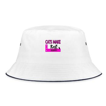 Katzen - Bucket Hat - Weiß/Navy - Vorne