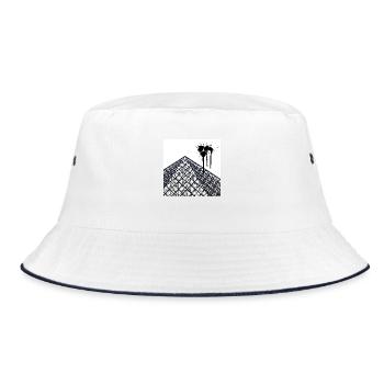 Geometric Paris Pyramid - Modern Abstract Design - Bucket Hat - white/navy - Front
