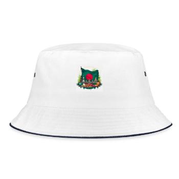 Iconic Bangladesh Flag with Landmark Art - Bucket Hat - white/navy - Front