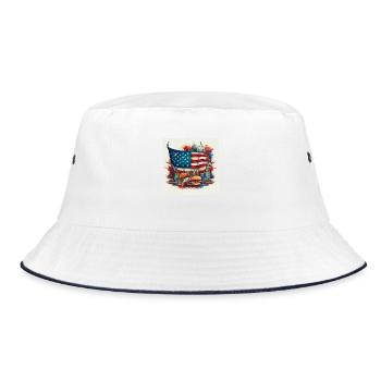 Iconic USA Flag with American Landmarks Art - Bucket Hat - white/navy - Front