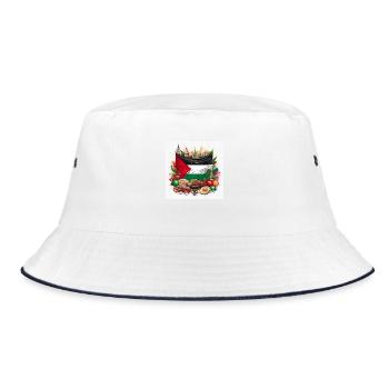 Palestinian Heritage Flag Art - Bucket Hat - white/navy - Front