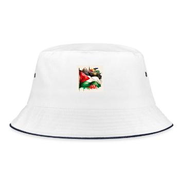 Palestinian Pride Flag with Iconic Landmarks - Bucket Hat - white/navy - Front