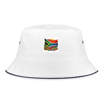 South African Flag with Traditional Foods - Bucket Hat - white/navy - Front