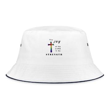 The joy of the Lord is my strength - Bucket Hat - white/navy - Front