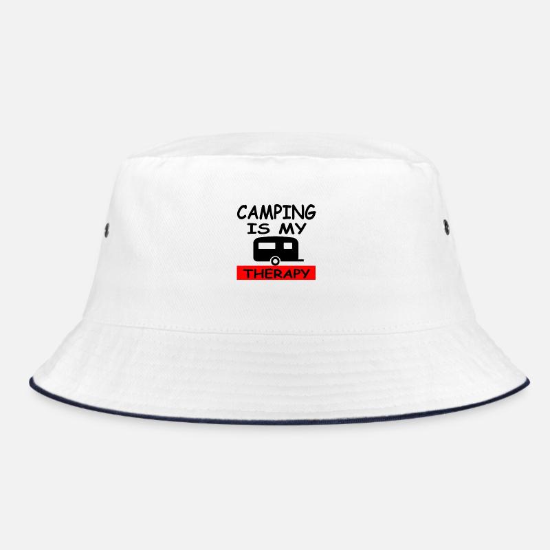 Camping - Bucket Hat - Weiß/Navy
