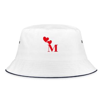 Letter m red heart - Bucket Hat - white/navy - Front
