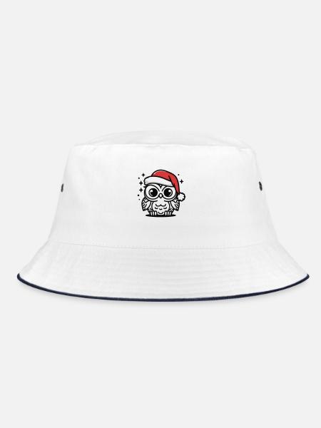 Sweet owl Christmassy - Bucket Hat - white/navy - Front