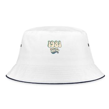 1981 Retro Geschenkidee - Bucket Hat - Weiß/Navy - Vorne