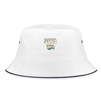 2009 Retro Geschenkidee - Bucket Hat - Weiß/Navy - Vorne